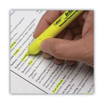 BIC® Brite Liner Retractable Highlighter, Fluorescent Yellow Ink, Chisel Tip, Yellow-black Barrel, Dozen freeshipping - TVN Wholesale